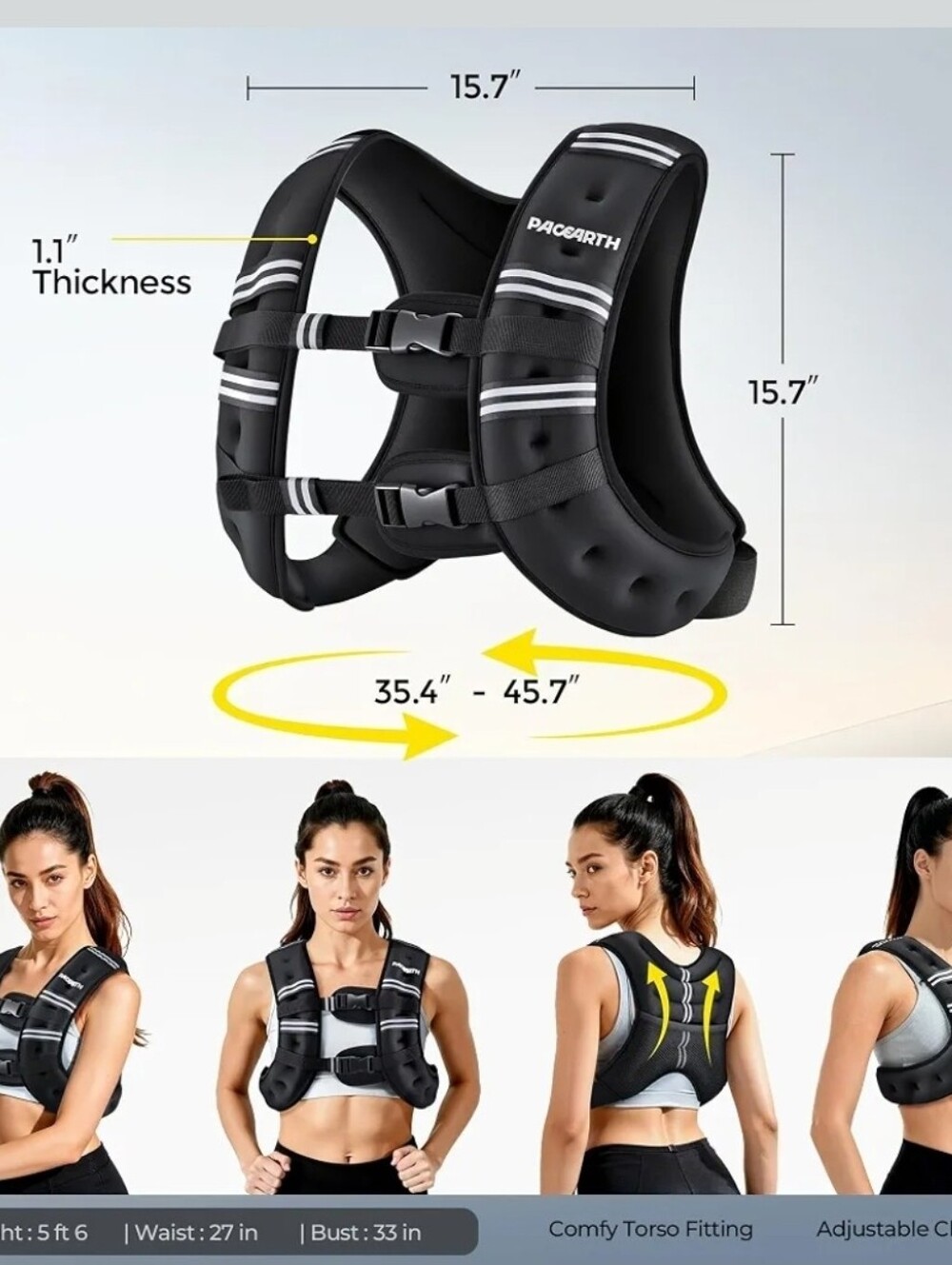 12 LB Workout Weighted Vest, Training,Walking, Running, Men & Women & Jump Rope